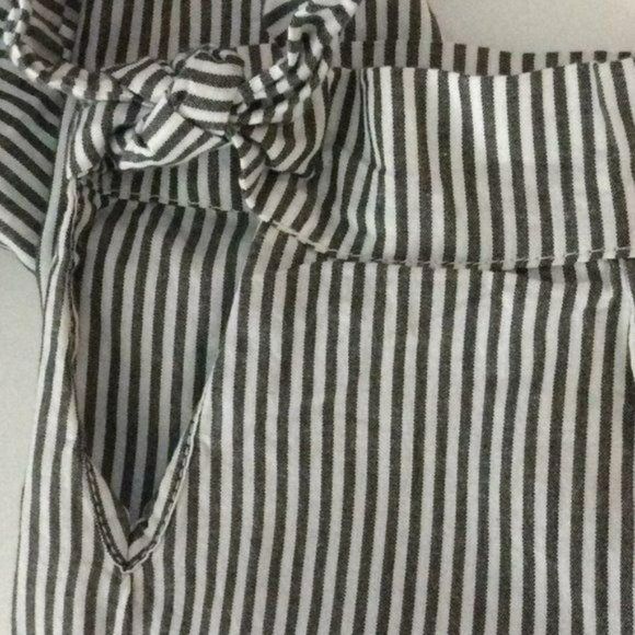Kensie Jeans Striped Button Down Shirt Bow Sleeve‎ Small - Picture 6 of 8